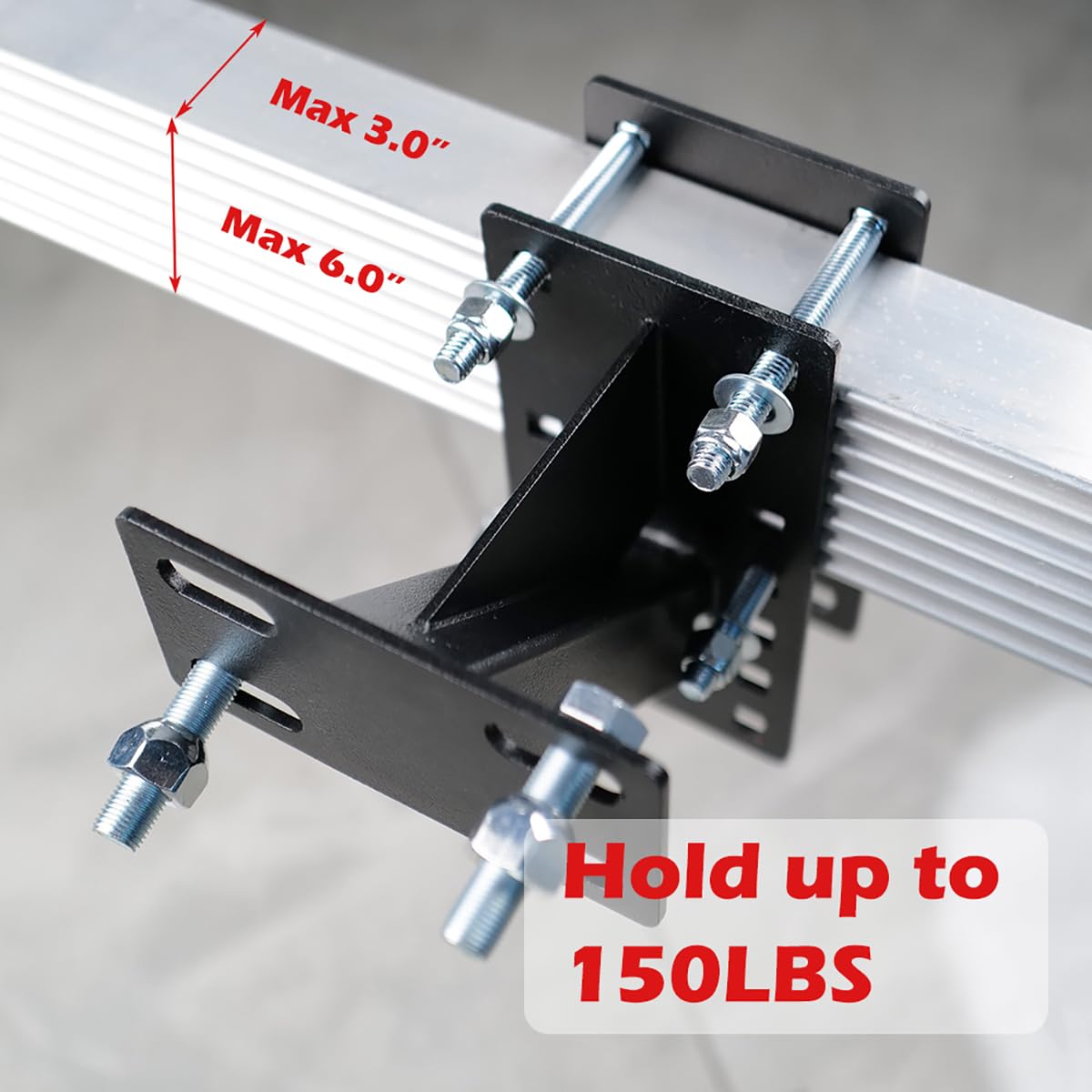 Fouwick spare tire mount with tapered lug nuts ensures tight, wobble-free attachment.