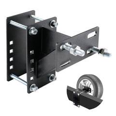 Fouwick trailer spare tire mount front view emphasizes sturdy steel design for quick tire access.