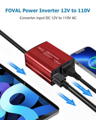 FOVAL 150W inverter dual USB ports deliver up to 3.1A for fast charging on road trips