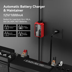 FOVAL charger side view with extended cables for versatile garage use