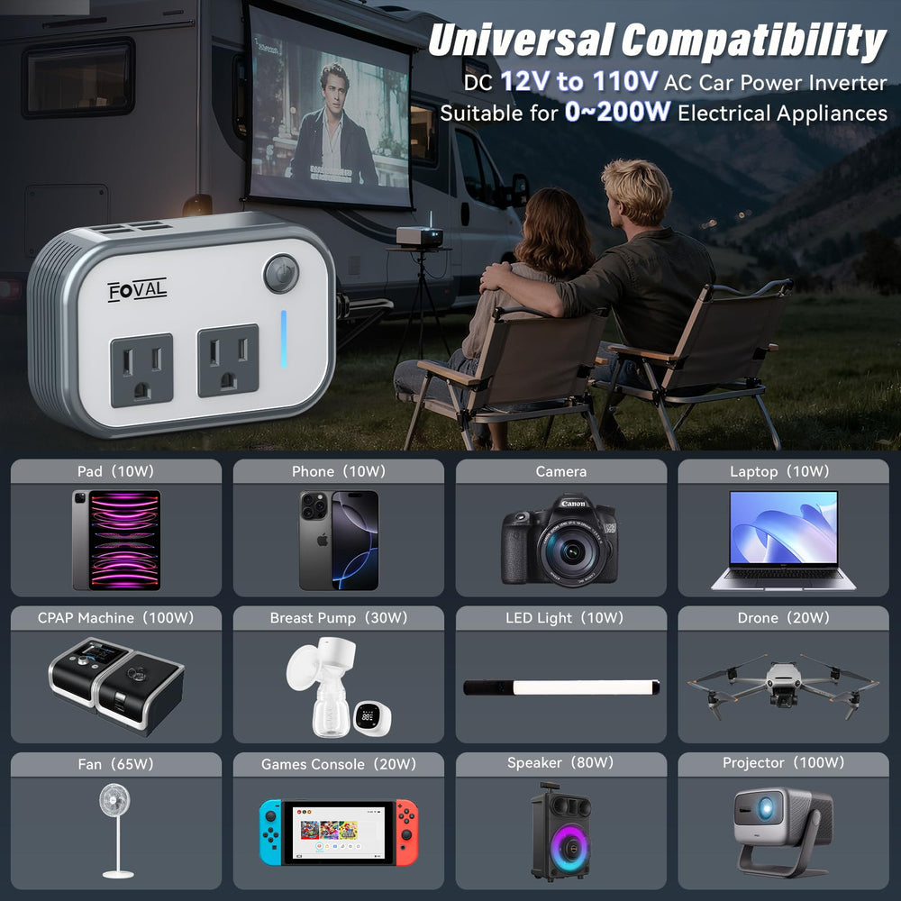 Travel-ready FOVAL inverter kit powers laptops and more on the road