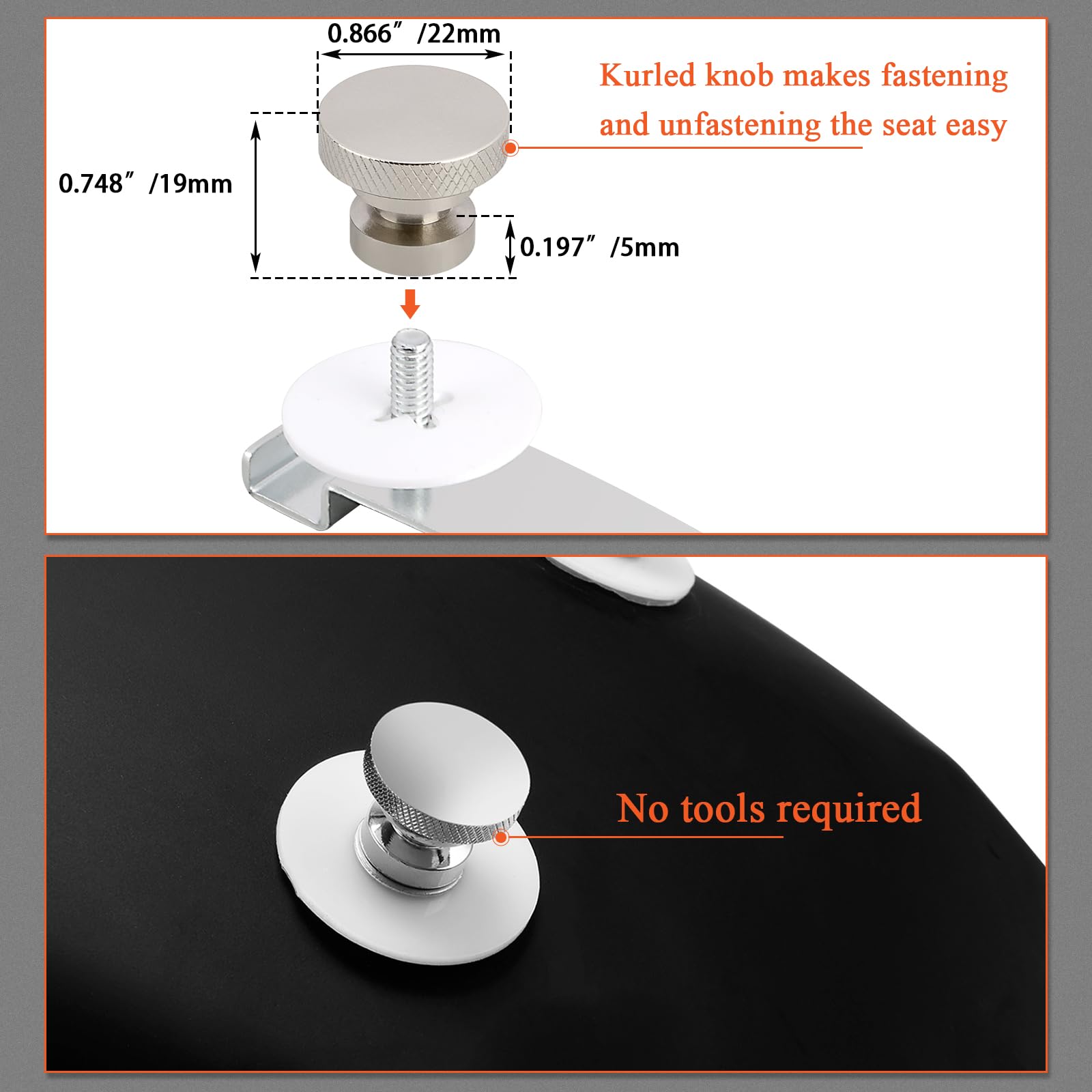 1/4-20 threaded seat nut provides stable, vibration-resistant mounting.