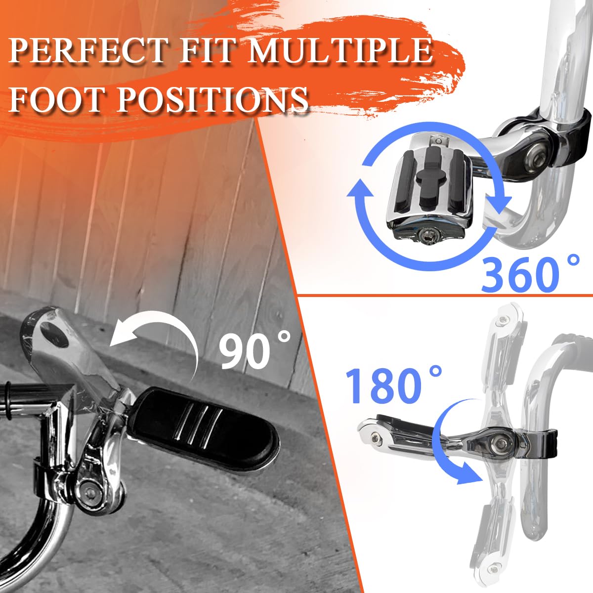 FOVPLUE footpegs surface with textured grip for secure footing.