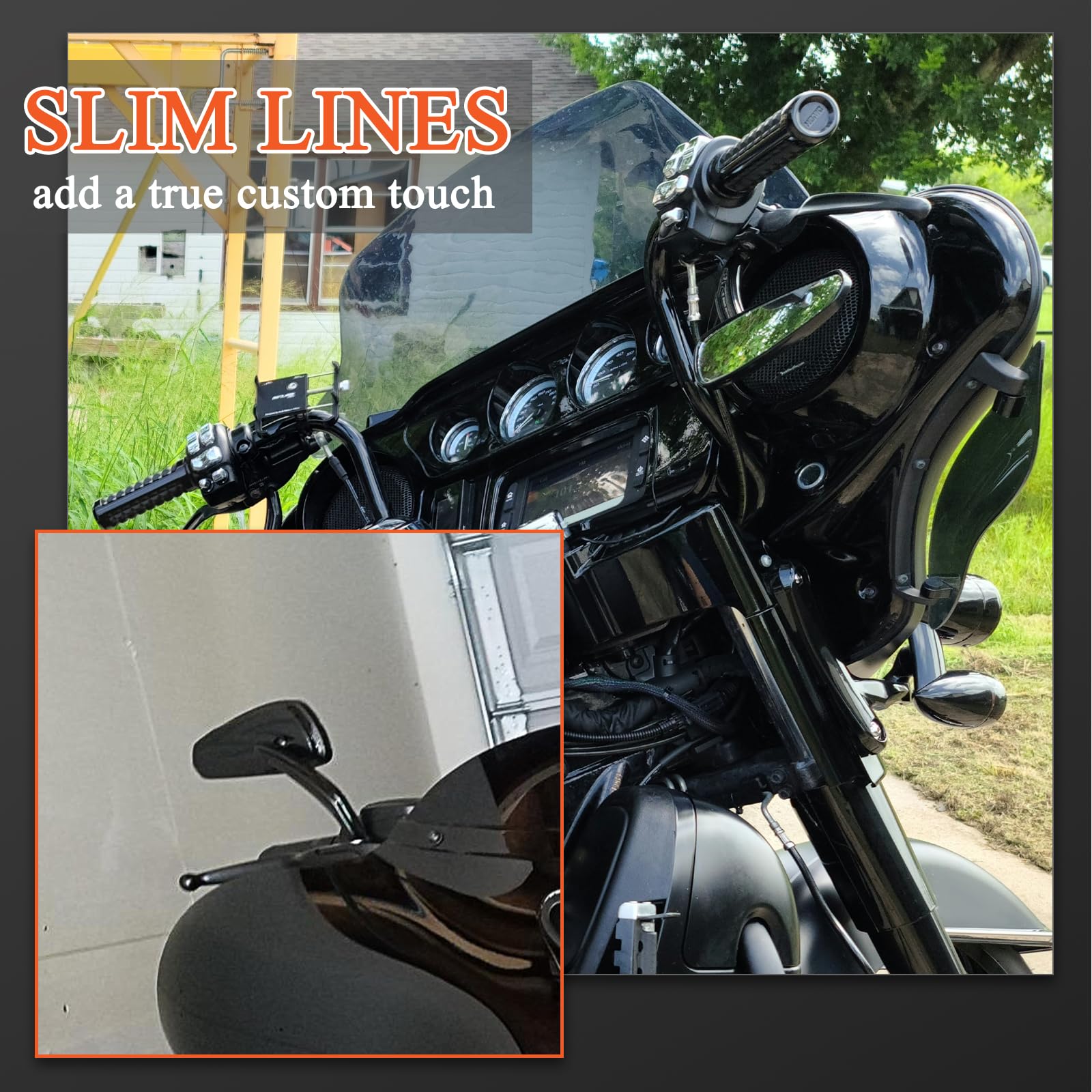 FOVPLUE handlebar mirror right side with high clarity glass lens