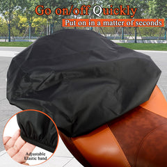 FOVPLUE cover on a bike demonstrates quick-don protection during changing weather
