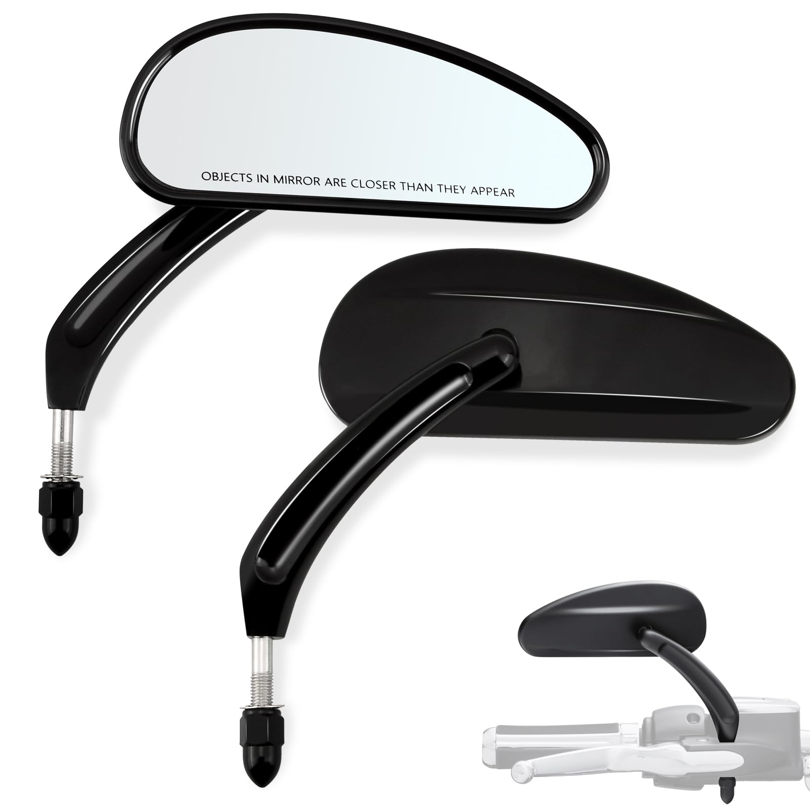 FOVPLUE teardrop mirror left provides wide rear view for Harley riders