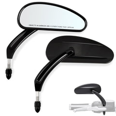 FOVPLUE teardrop mirror left provides wide rear view for Harley riders