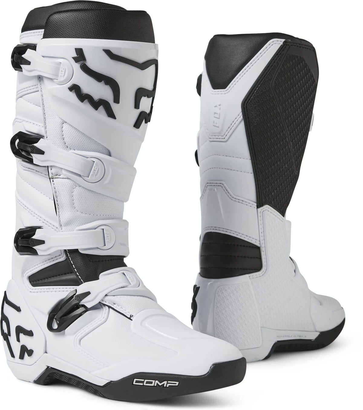 Fox Racing Comp boots front view showing instant step-in comfort