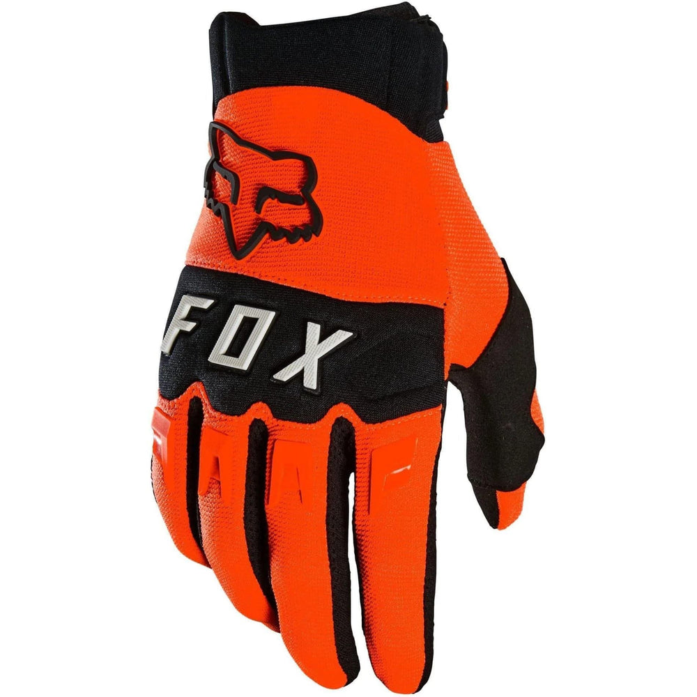 Fox Racing Dirtpaw glove front view with secure cuff and breathable mesh for motocross