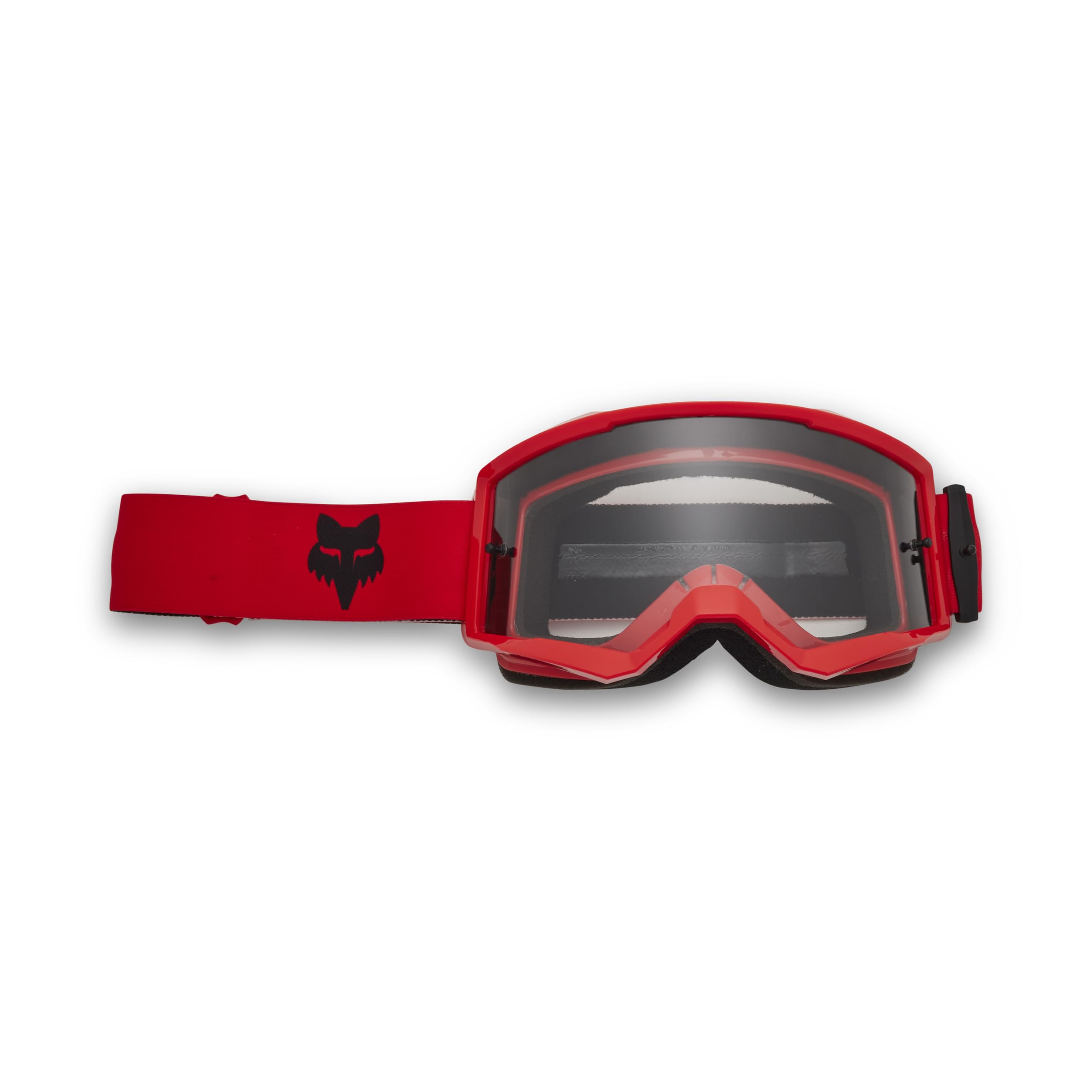 Fox Racing main motocross goggle in fluorescent red with wide viewport for clear field of view.