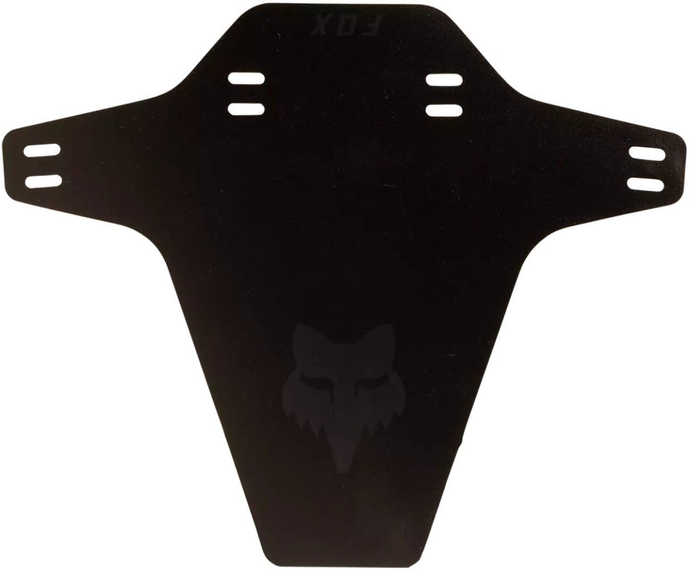 Close-up of Fox Racing mud guard showing durable universal-fit design.