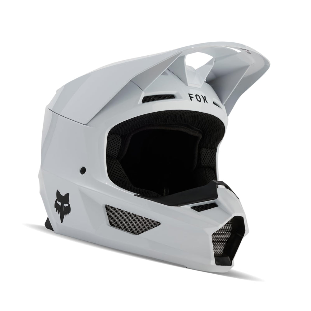 Fox Racing V Core MIPS helmet, front view in matte white, optimized for durability and airflow.