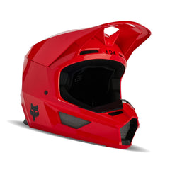 Fox Racing V Core MIPS helmet front view showing secure fit and red finish