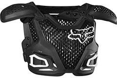 Fox Racing Youth R3 chest guard strap detail highlighting adjustable fit for growing riders