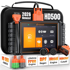 FOXWELL HD500 with DPF regeneration status for diesel trucks.