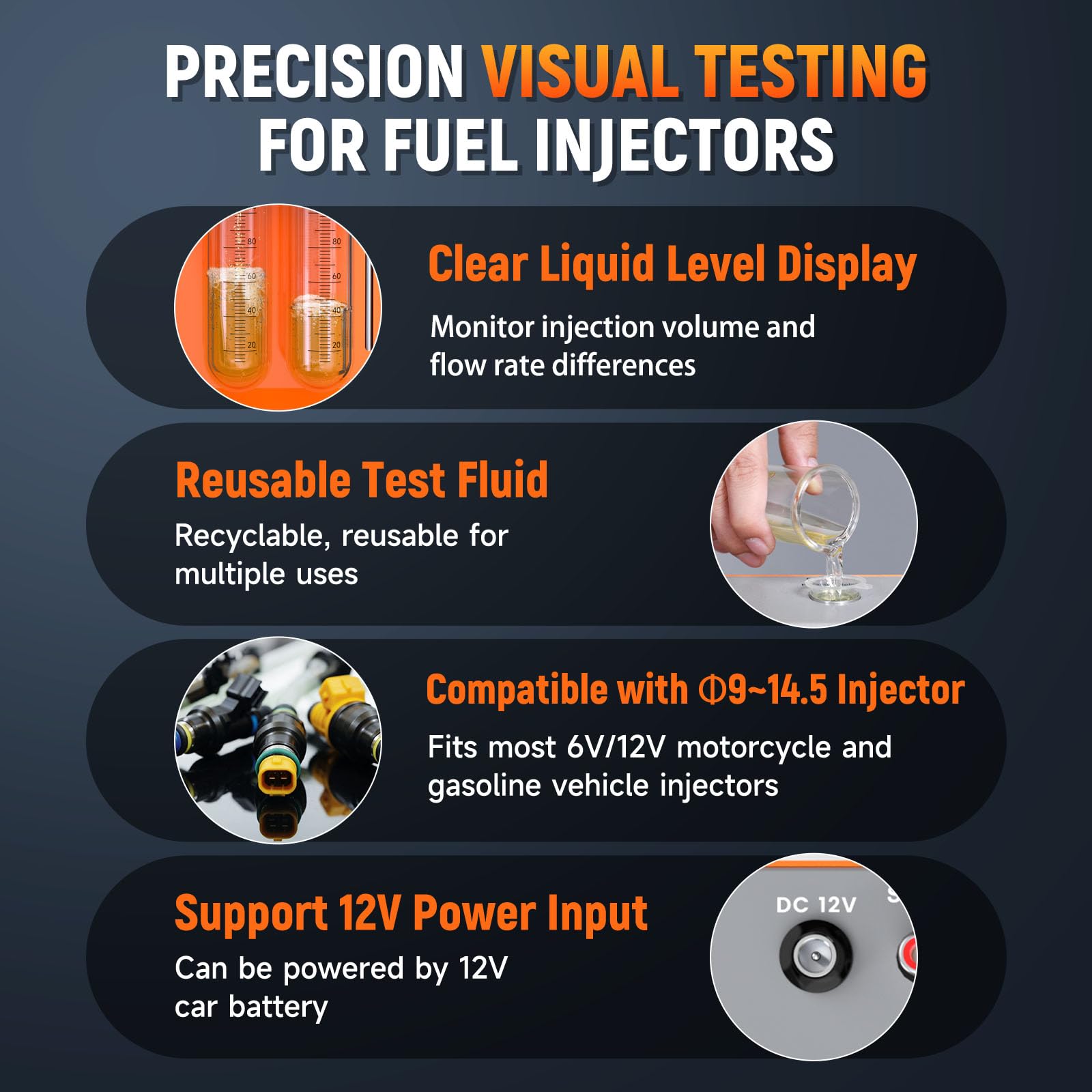 FOXWELL JT200 transparent tubes show spray clarity during testing