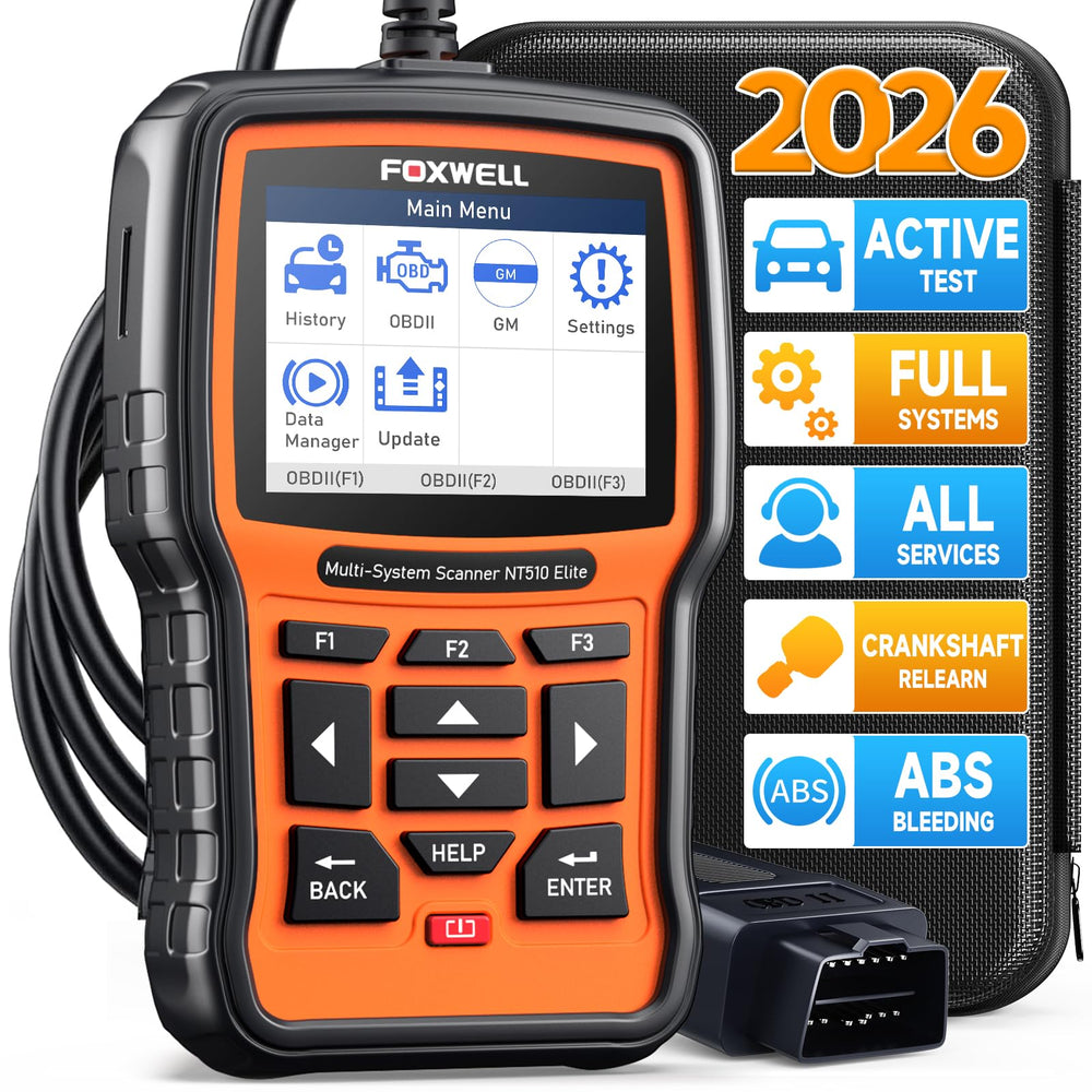FOXWELL NT510 Elite front view, compact GM diagnostic tool for quick at-home checks.