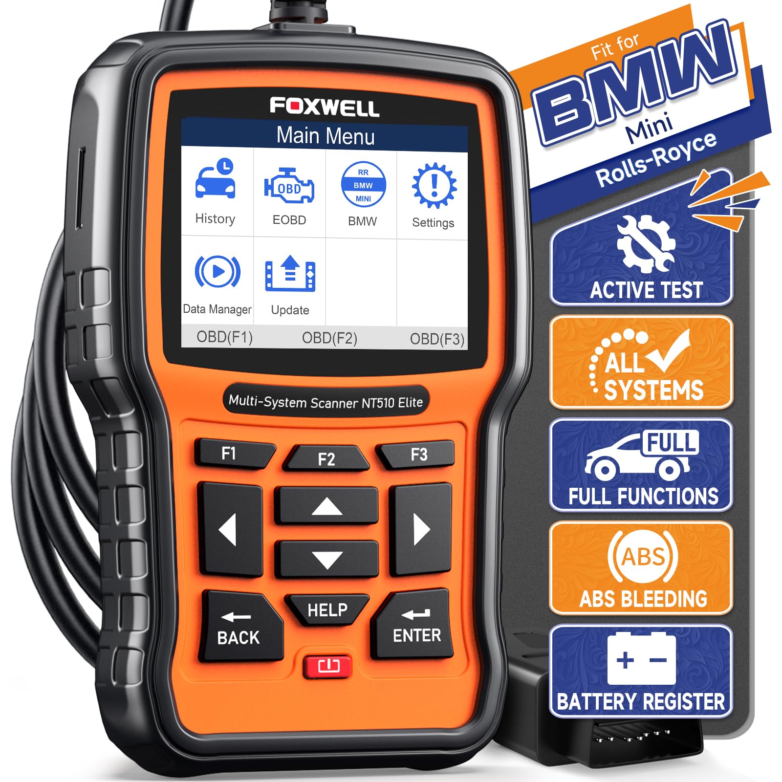 FOXWELL NT510 Elite provides full BMW diagnostics across multiple vehicle systems.