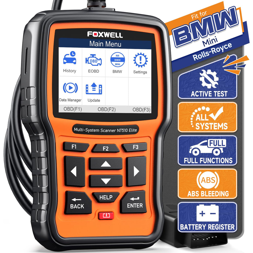 FOXWELL NT510 Elite provides full BMW diagnostics across multiple vehicle systems.