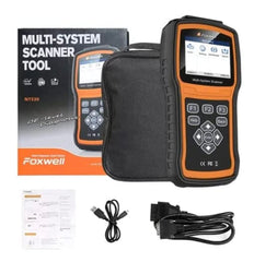 Foxwell NT530 advanced maintenance interface shows oil reset and brake bleed options.