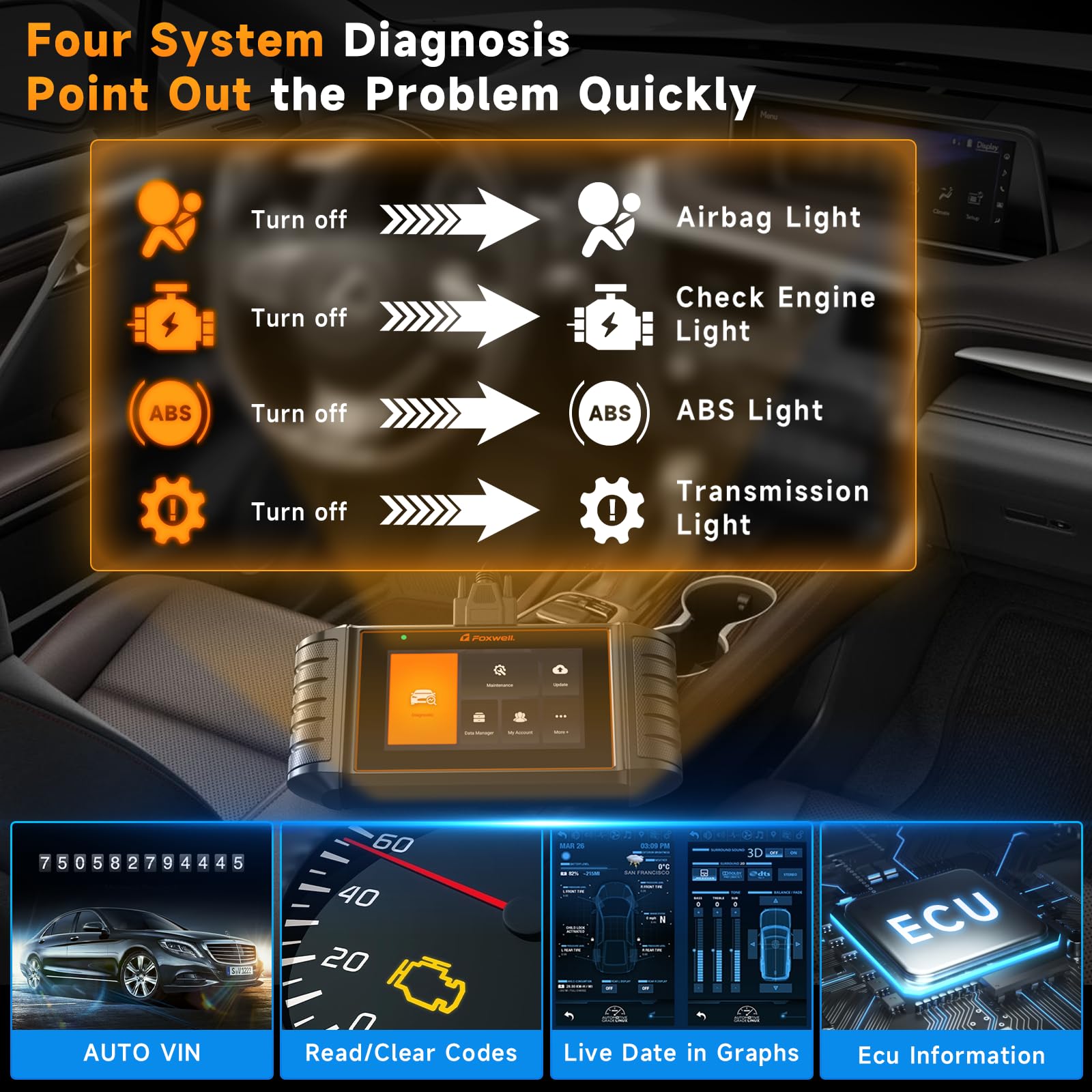 FOXWELL NT716 four live data graphs compare sensors for early detection.