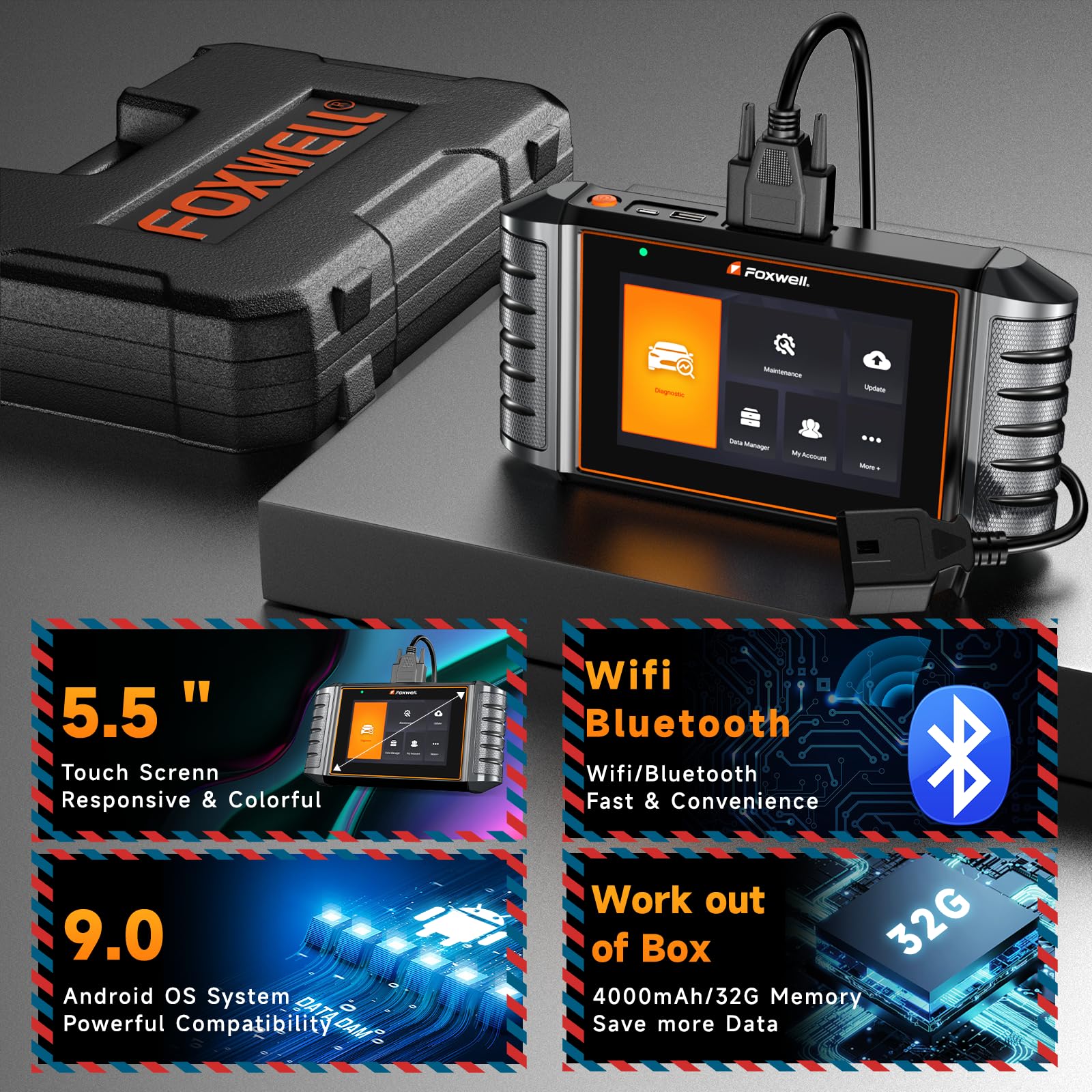 FOXWELL NT716 lifetime WiFi updates keep coverage current.