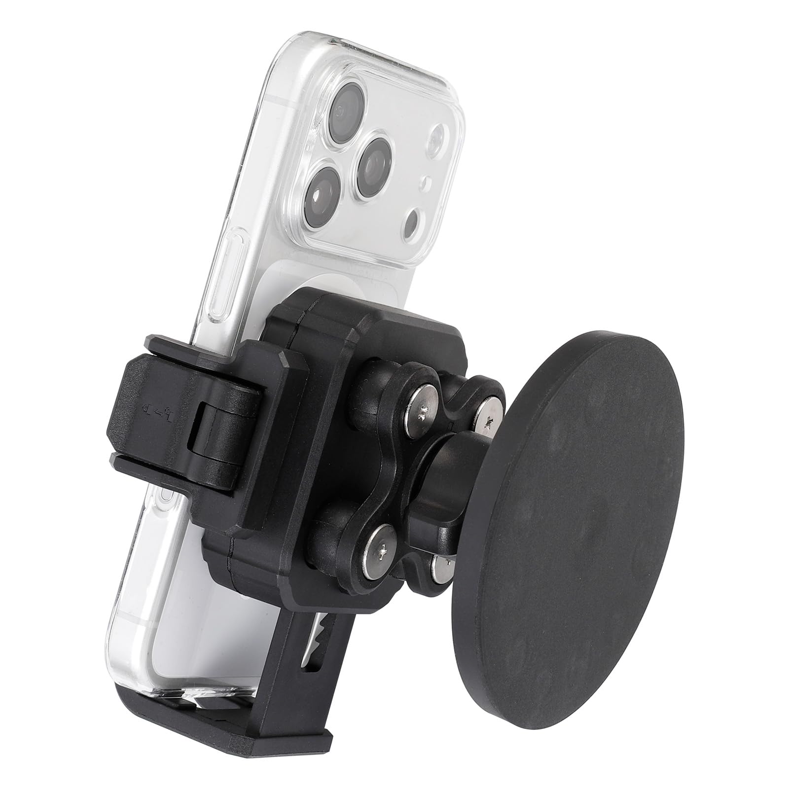 FPN magnetic mount on motorcycle gas tank showing 88 lb hold for secure riding.