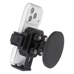 FPN magnetic mount on motorcycle gas tank showing 88 lb hold for secure riding.