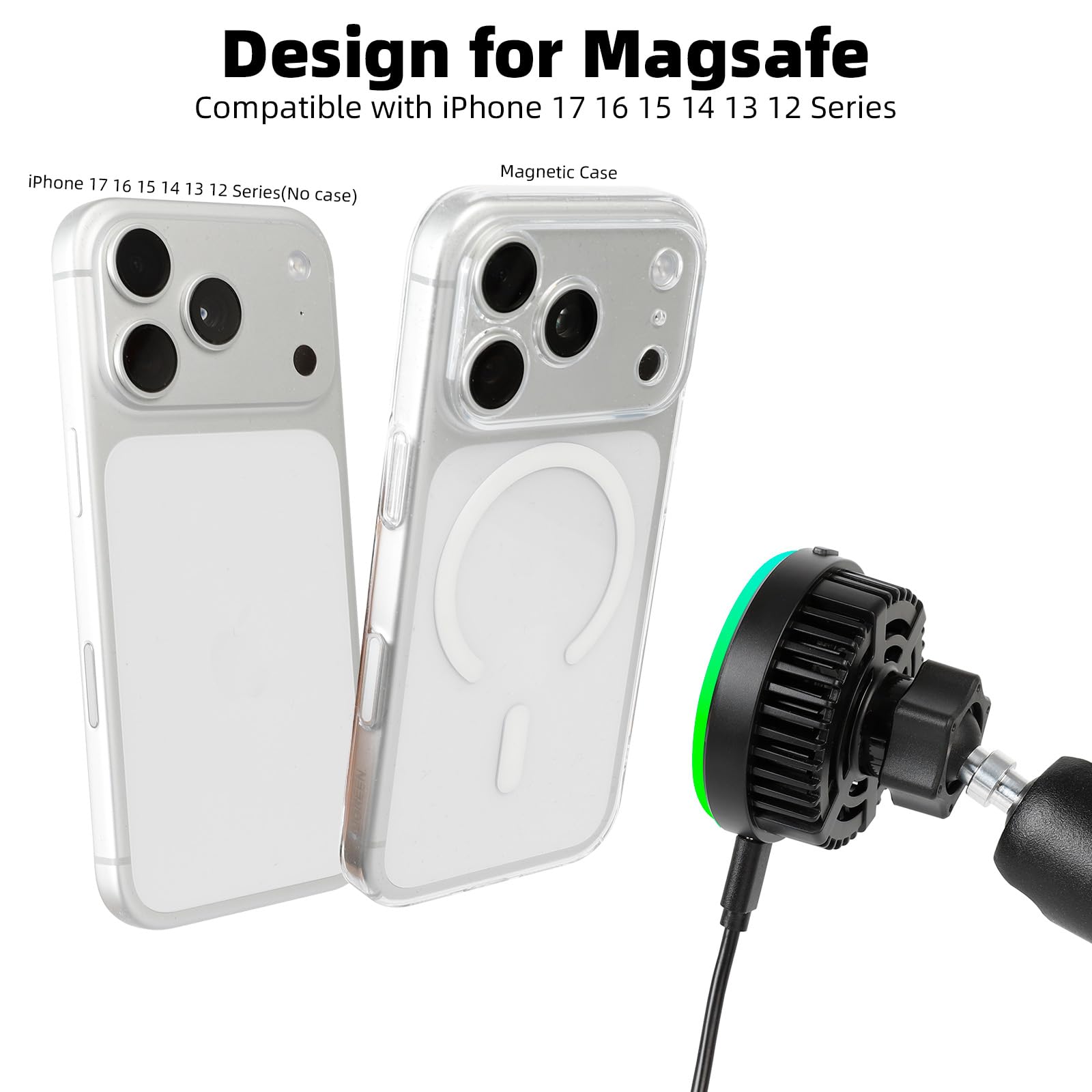 Strong N52 magnets provide a secure grip on rough roads.