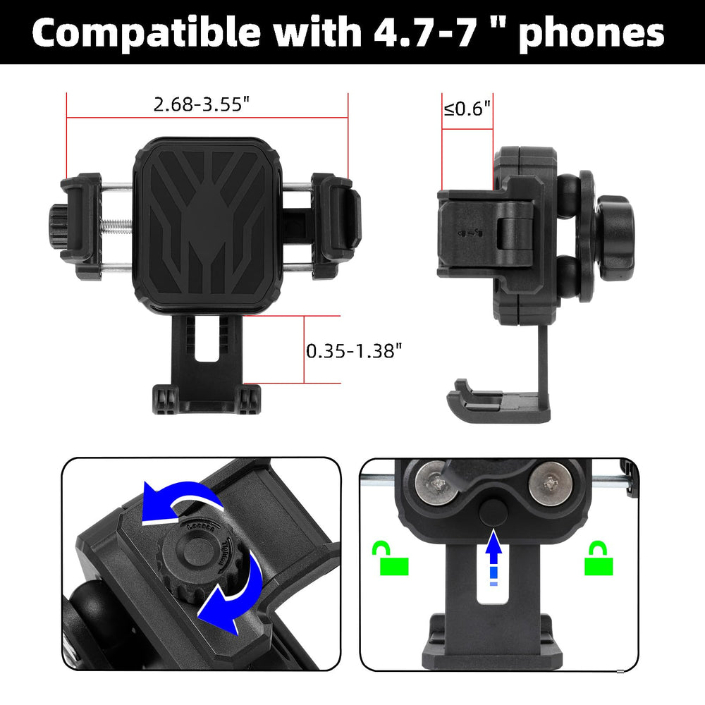 Rugged rubber-coated magnets protect the bike finish while securing the phone.