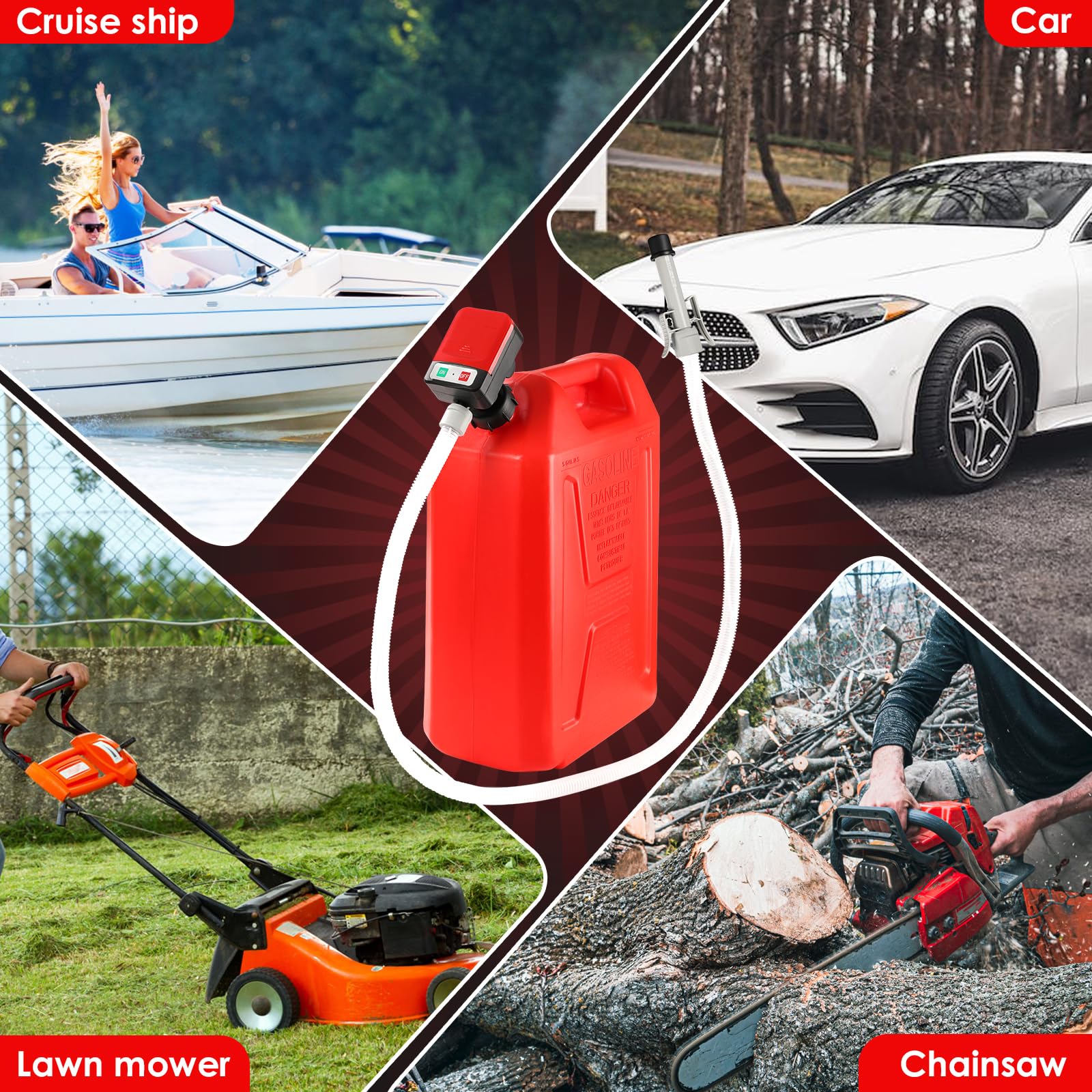 FPOWER automatic shut-off feature stops flow when full to reduce spills.