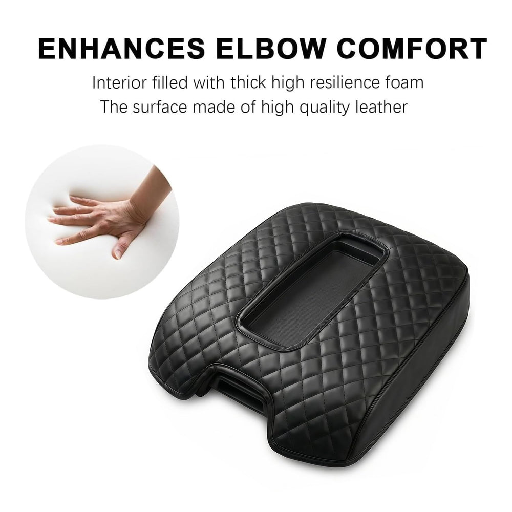 Elastic straps provide tool-free, secure installation of the FQMY console cover.