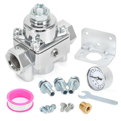 FQRANBO 12-803 regulator with gauge, front view, compact design for precise fuel control