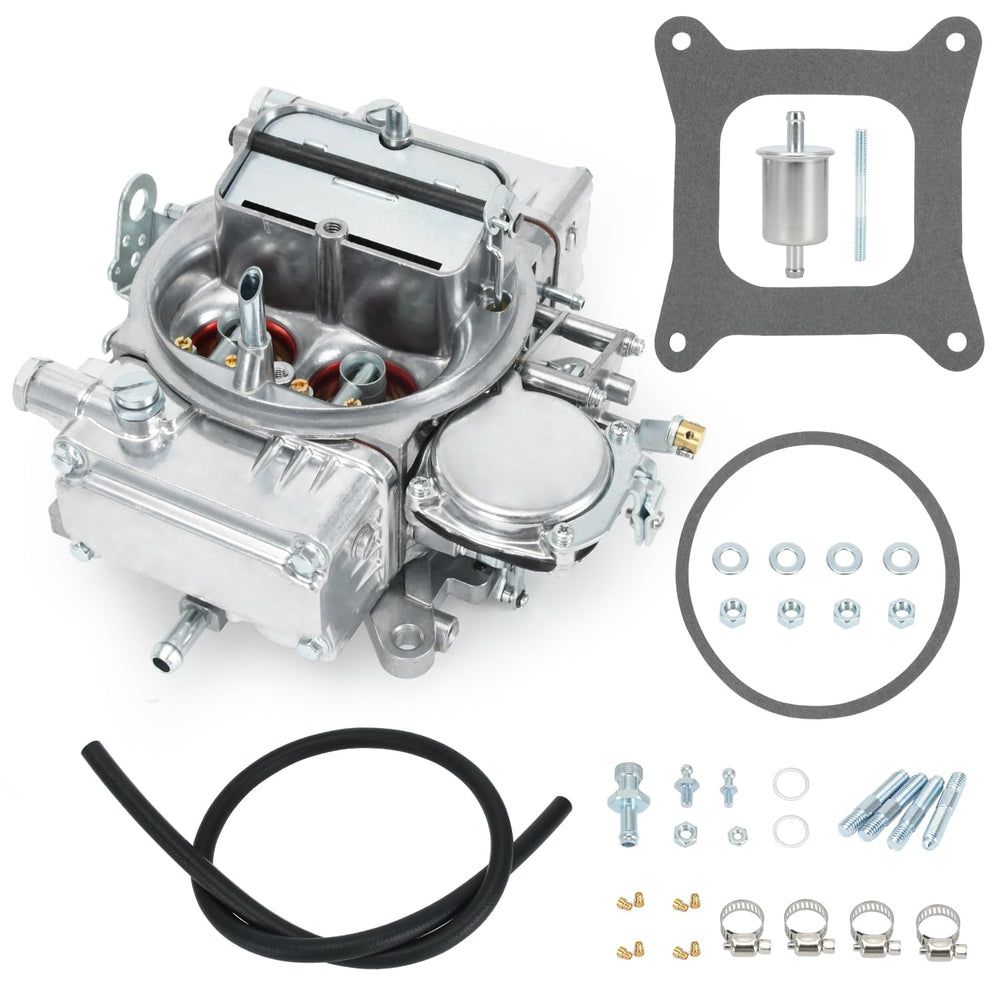 FQRANBO 600 CFM carburetor, top view, square-bore fit for 4160 engines and improved throttle response.
