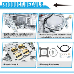 FQRANBO 600 CFM carburetor, front view, precise fuel delivery supports smoother idle.