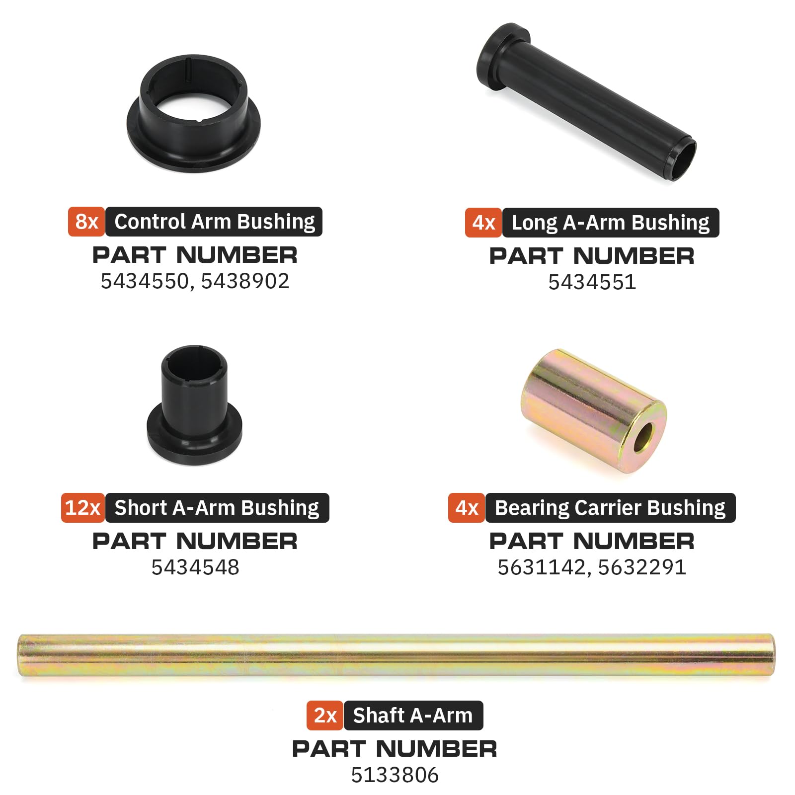 FQRANBO rear-right A-arm bushing shaft kit improves traction on rugged trails.