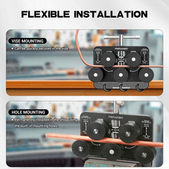 FQRANBO tubing straightener mounted in vise for stable operation