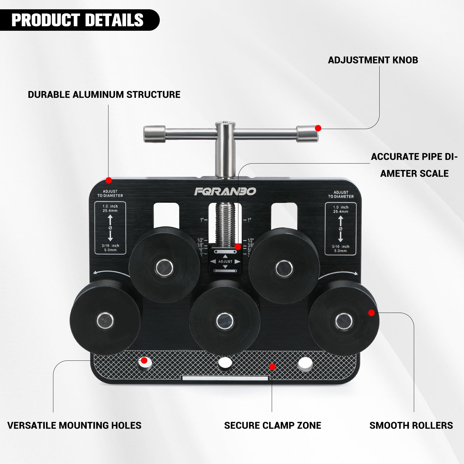 FQRANBO tubing straightener side view enables easy handling in tight spaces