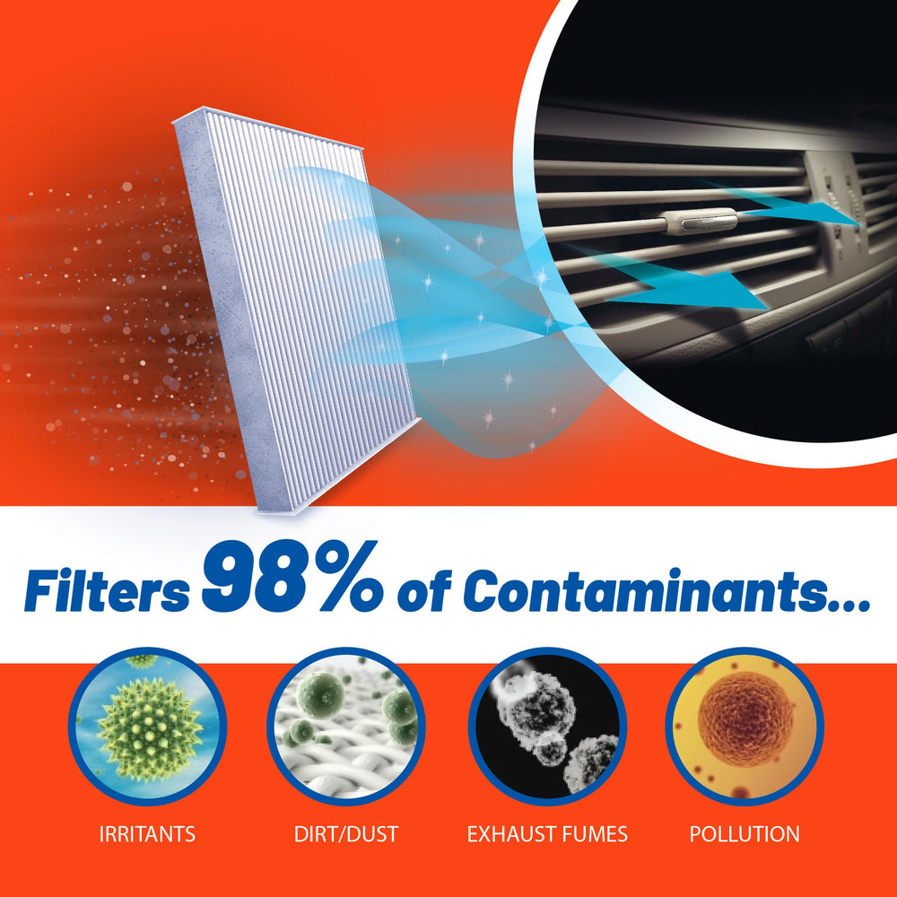 Fram filter features Arm & Hammer baking soda embedded for odor control.