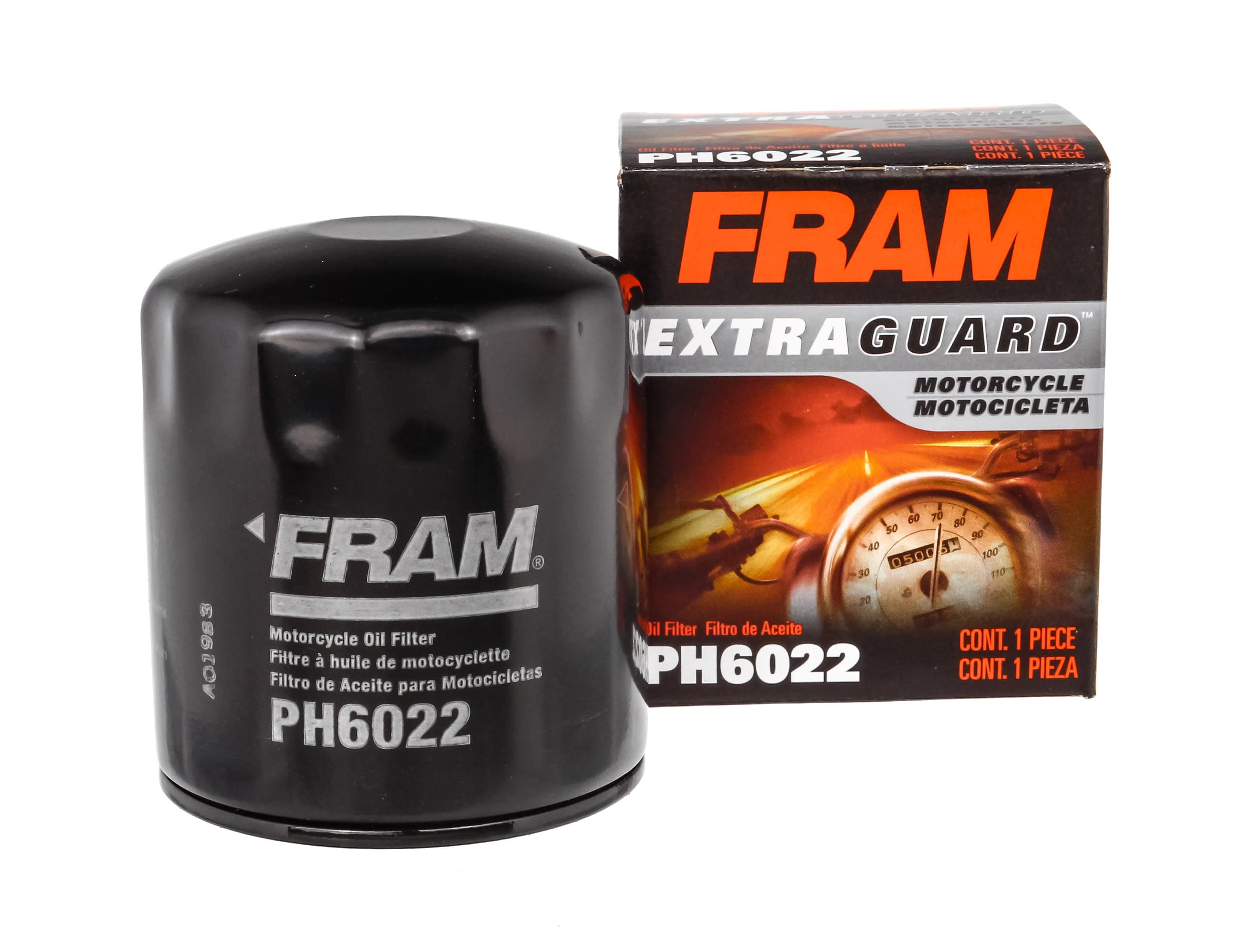 FRAM Extra Guard PH6022 filter, front view, up to 10,000 miles of protection.