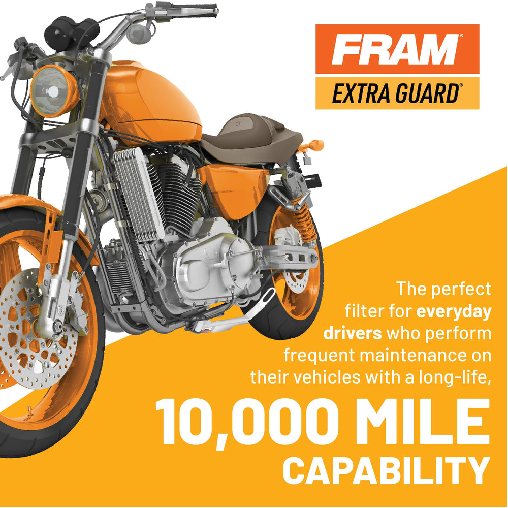 FRAM Extra Guard PH6022 filter in use, supports conventional and synthetic oils.