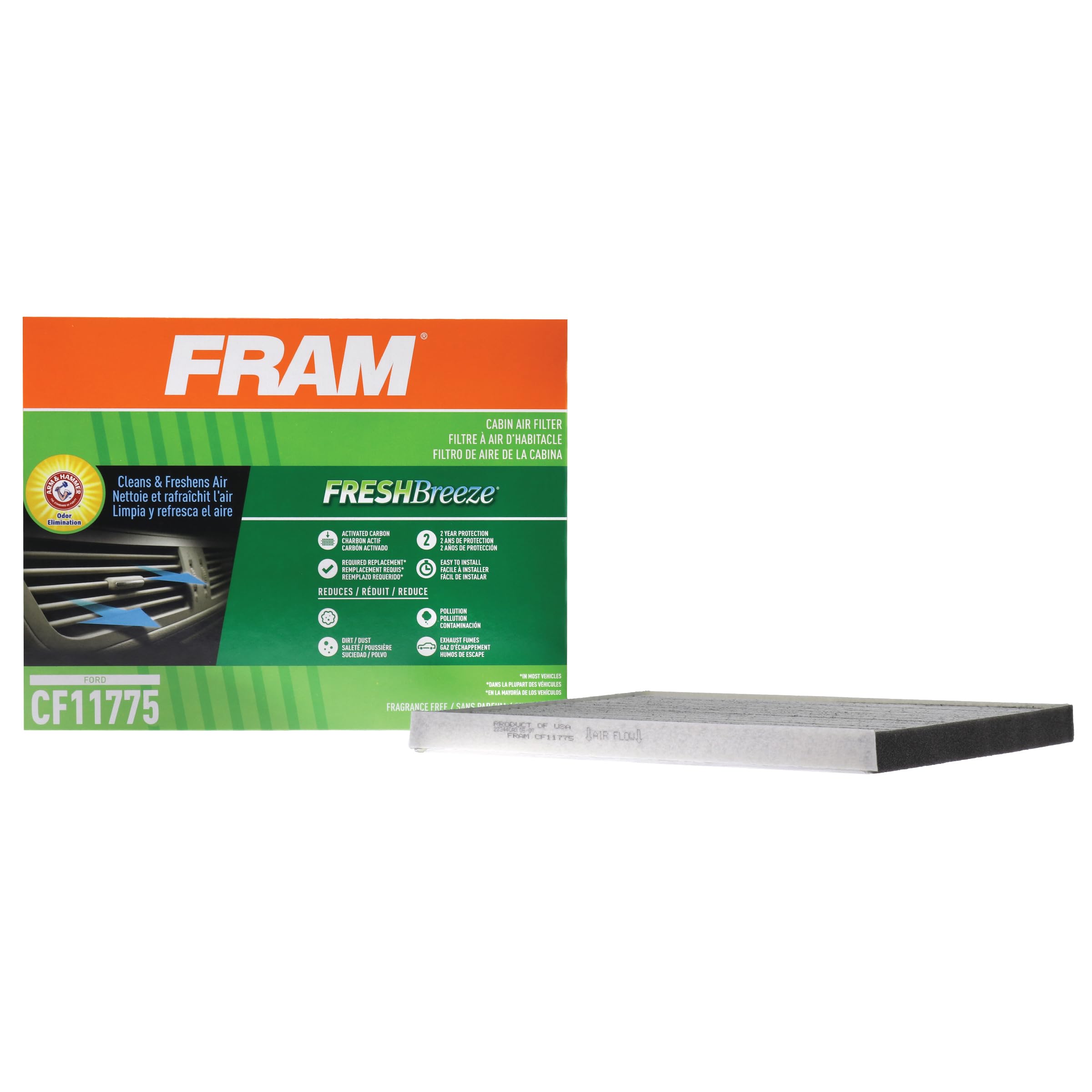 FRAM Fresh Breeze cabin filter overview for cleaner in-car air quality.