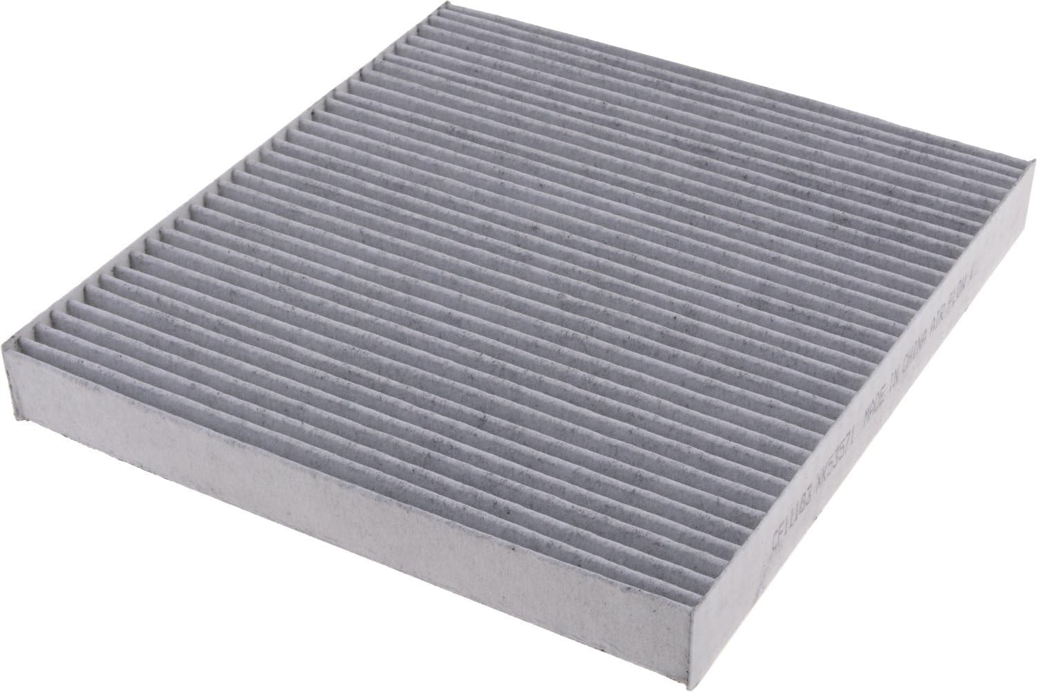 Carbon media layer close-up demonstrates filtration of road dust and pollen.