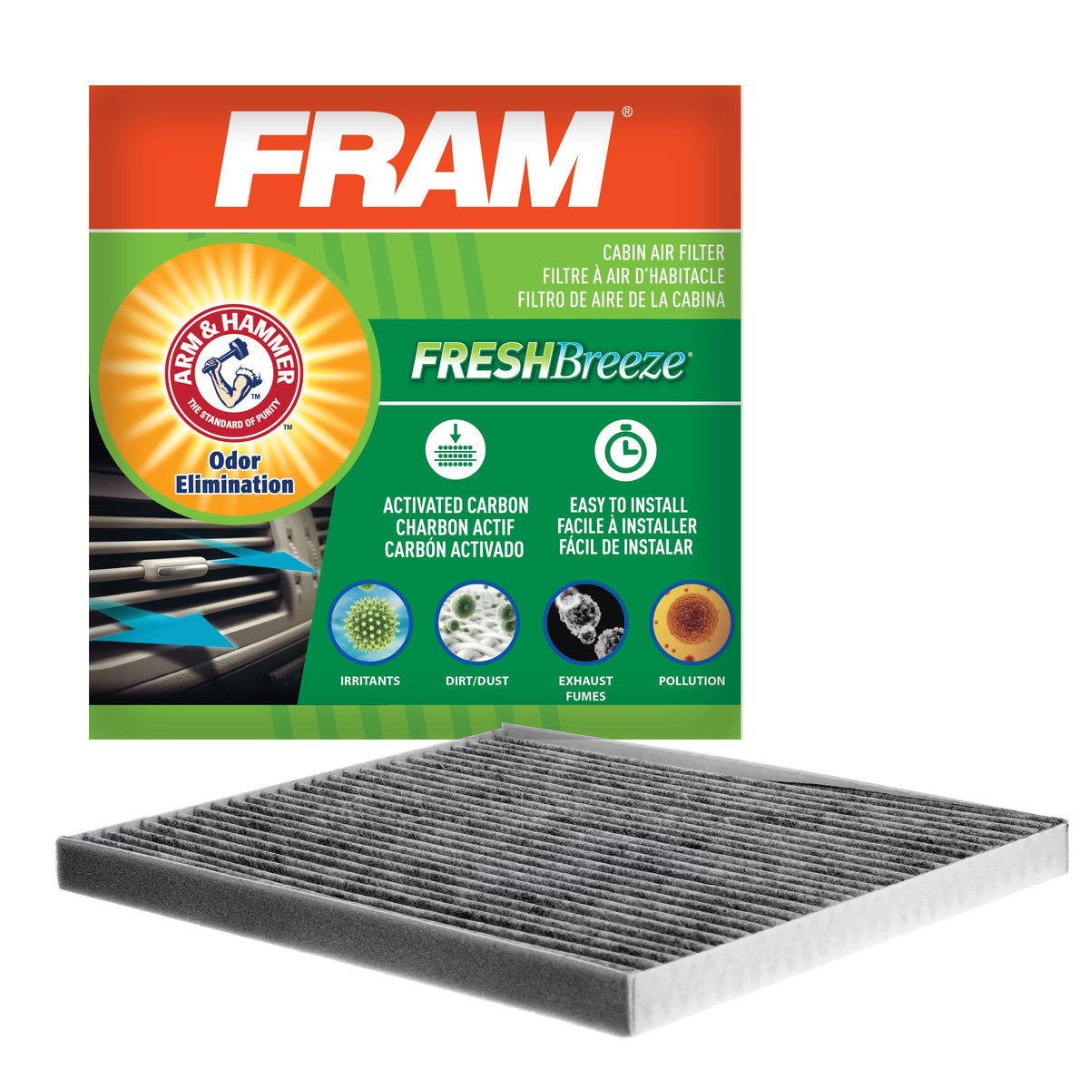 FRAM Fresh Breeze CF11776 filter behind the glove box for cleaner cabin air