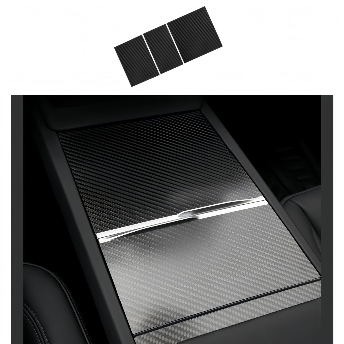 Frani center console wrap carbon fiber for Model 3 Highland, sleek interior upgrade