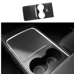 Frani center console wrap carbon fiber texture for Model Y enhances interior style and protection.
