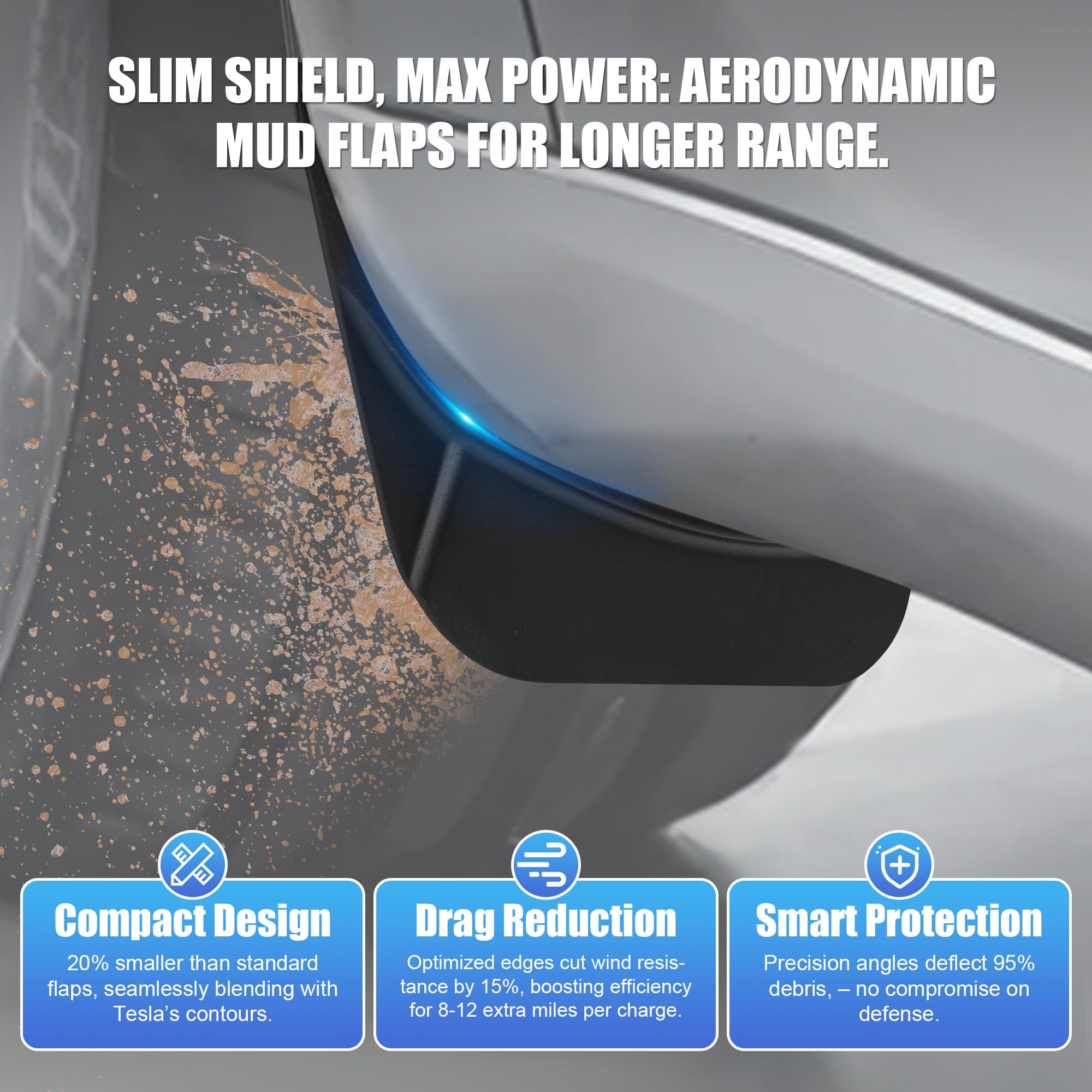 Frani mud flaps for Tesla Model 3 Highland inner side coverage protecting side skirts.