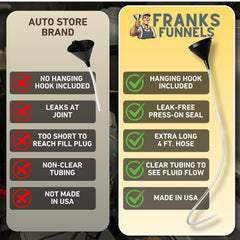 Franks Funnels 8 oz funnel provides controlled pours during transmission service.