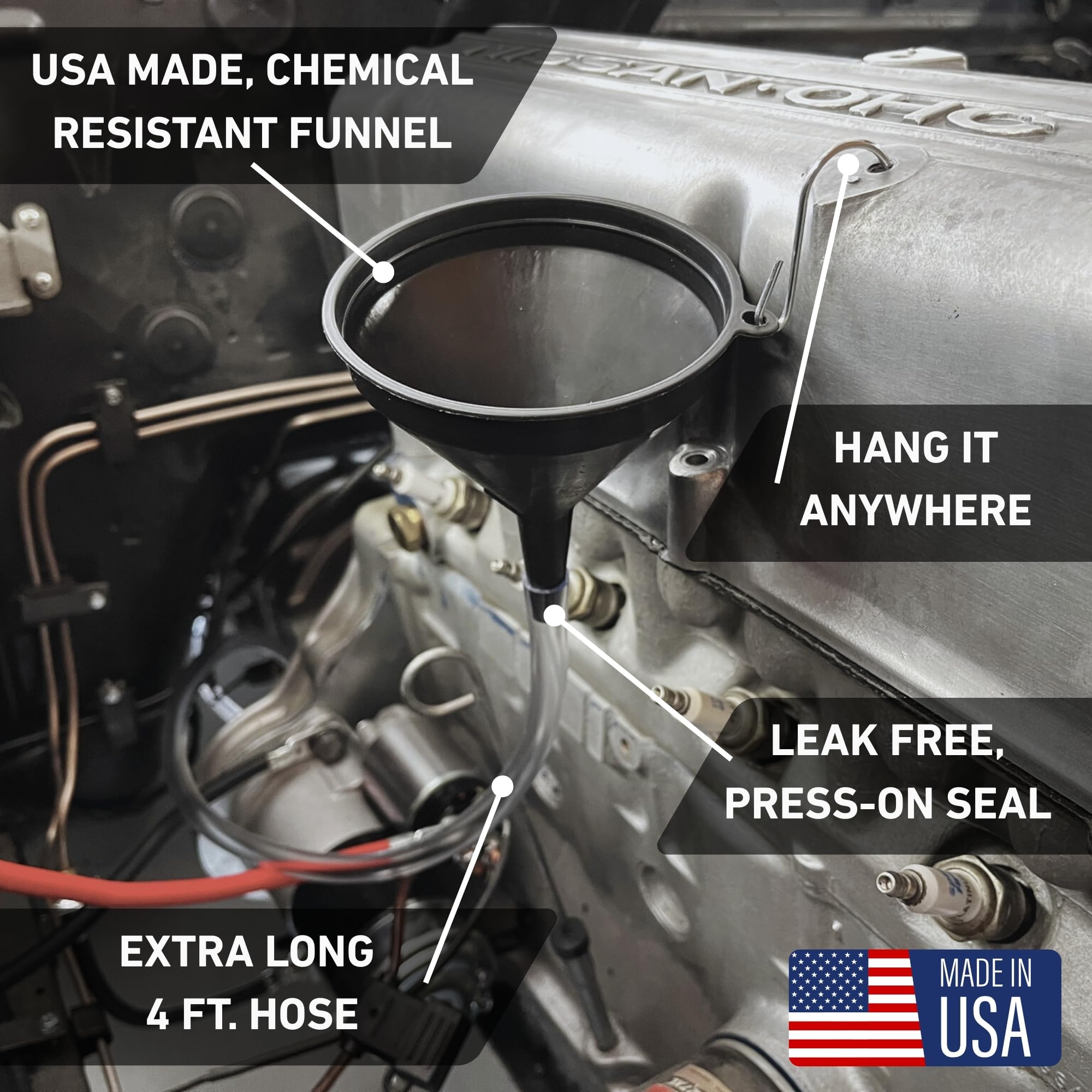 Franks Funnels hose splice creates a secure, leak-free connection.