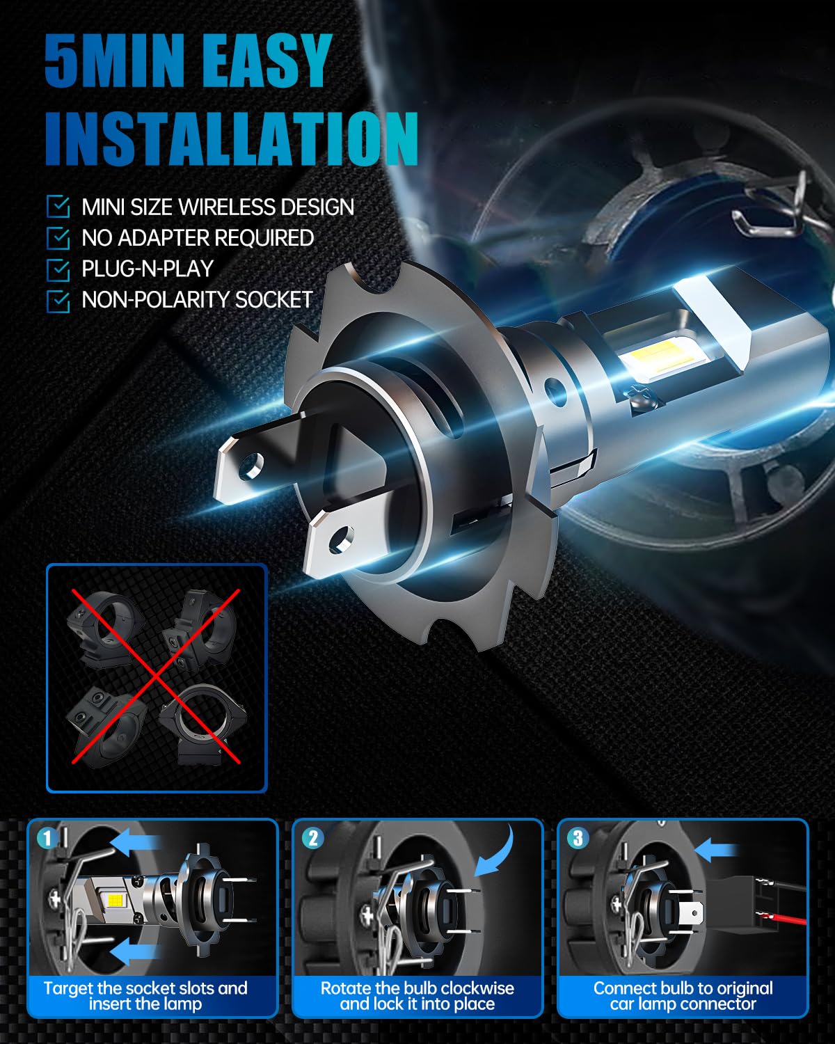 FRANXI H7 bulbs featuring aviation aluminum body for durable performance.